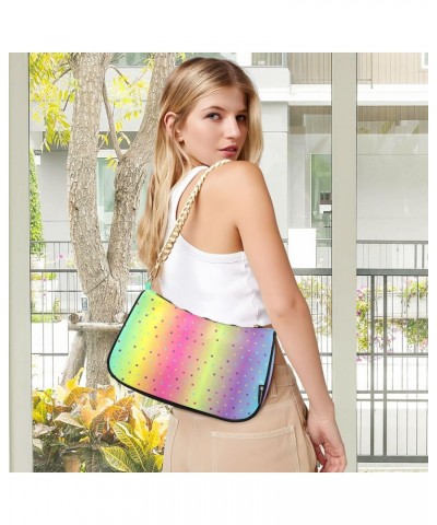 Shoulder Bag Rainbow Color Watercolor Rainbow Stripes Stripes Rainbow Dot Women Clutch Handbag Shoulder Purch Boho Bag Date C...