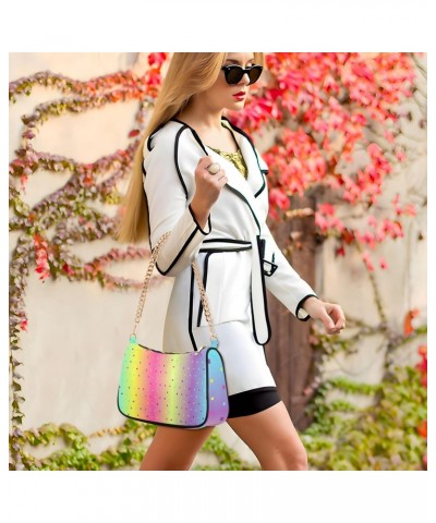 Shoulder Bag Rainbow Color Watercolor Rainbow Stripes Stripes Rainbow Dot Women Clutch Handbag Shoulder Purch Boho Bag Date C...