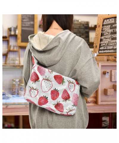 Fruit Women Boho Handbag Watercolor Strawberry Pink Sweet Underarm Bag Tote Bag Shoulder Bag Crossbody Bag Fluffy Cell Phone ...