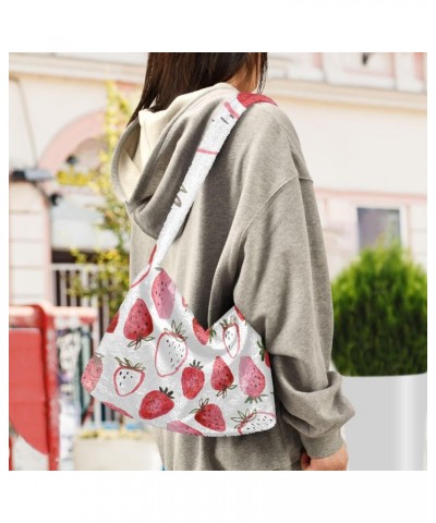 Fruit Women Boho Handbag Watercolor Strawberry Pink Sweet Underarm Bag Tote Bag Shoulder Bag Crossbody Bag Fluffy Cell Phone ...