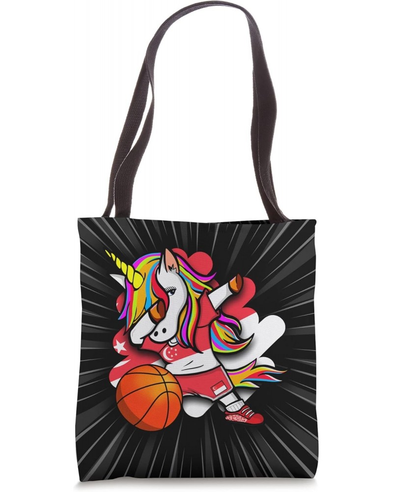 Dabbing Unicorn Singapore Basketball Fans Jersey Sport Lover Tote Bag $9.78 Totes