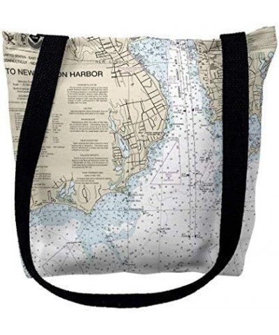 TY13212NLM 16 x 16 in. New London Harbor Connecticut Nautical Map Tote Bag - Medium Black (Black) $16.10 Totes