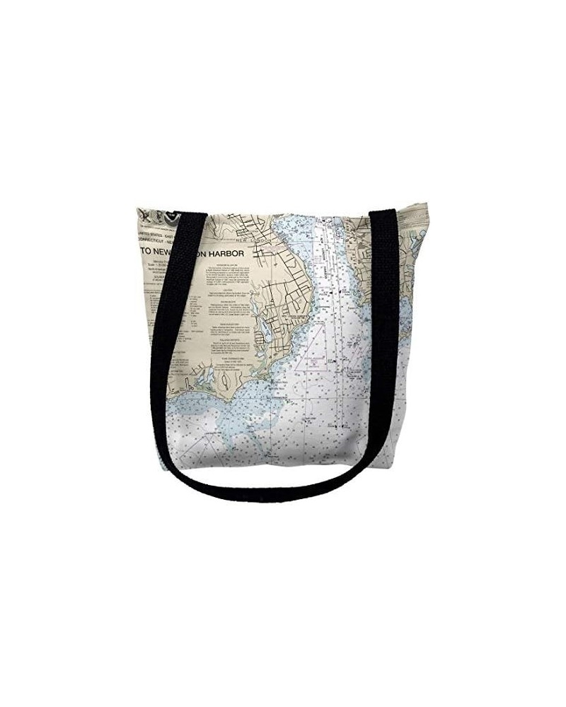 TY13212NLM 16 x 16 in. New London Harbor Connecticut Nautical Map Tote Bag - Medium Black (Black) $16.10 Totes