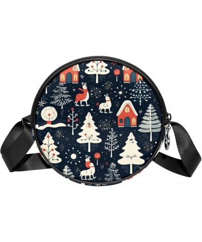 Women Fashionable Crossbody Bag – Versatile Round Bag for Every Occasion, Christmas Tree Print Color3 $8.40 Crossbody Bags