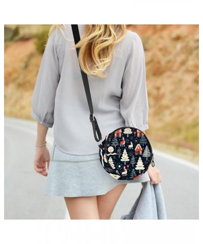 Women Fashionable Crossbody Bag – Versatile Round Bag for Every Occasion, Christmas Tree Print Color3 $8.40 Crossbody Bags