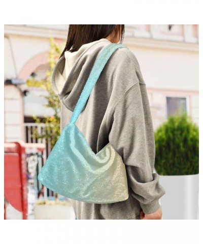 Gradient Color Plush Underarm Bag Women's Tote Handbags Fluffy Shoulder Bag Purse Lightweight School Tote Bag M-15 $12.75 Totes