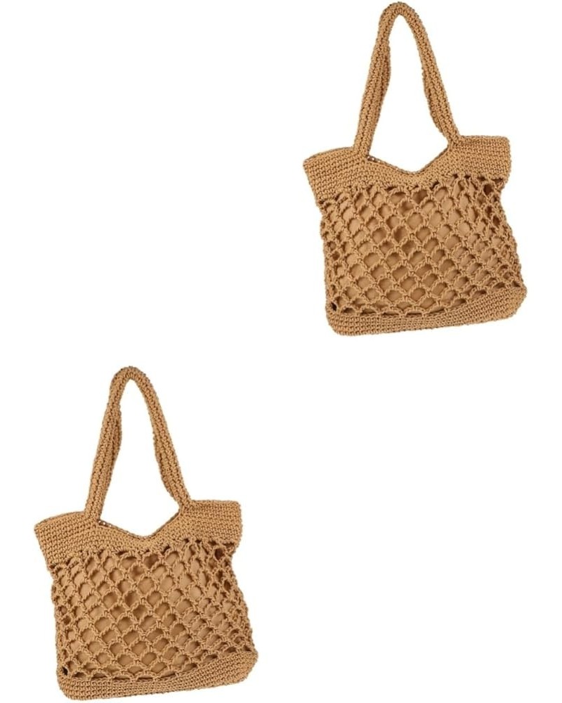 2pcs Storage Basket Cotton Thread Portable Handmade Bag Brownx2pcs $17.01 Handbags