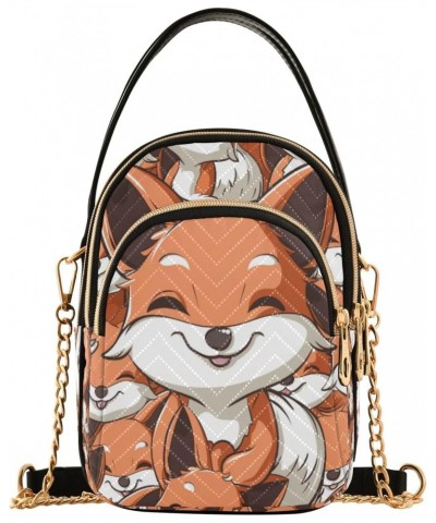 Cute Fox Brown Crossbody Handbags for Women Casual Leather Shoulder Phone Purse $12.22 Crossbody Bags