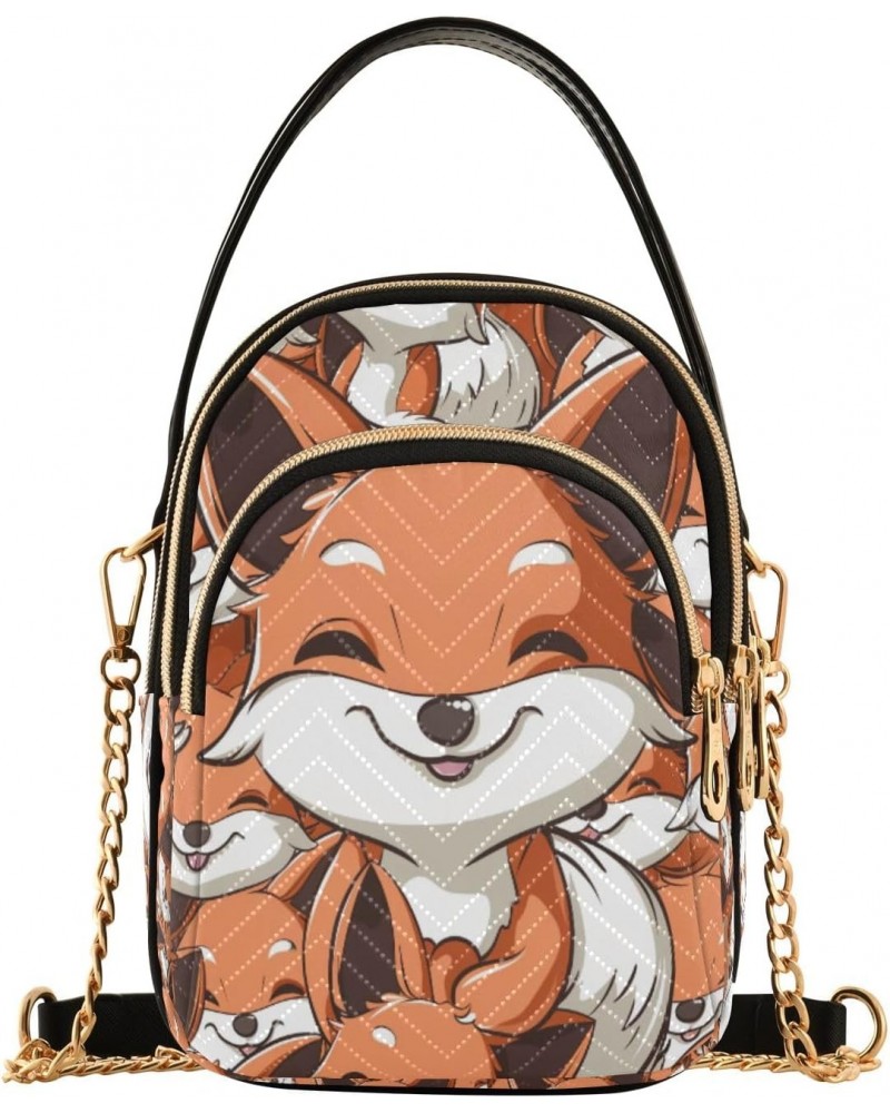 Cute Fox Brown Crossbody Handbags for Women Casual Leather Shoulder Phone Purse $12.22 Crossbody Bags