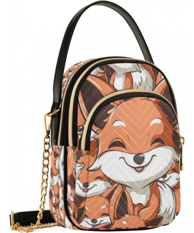 Cute Fox Brown Crossbody Handbags for Women Casual Leather Shoulder Phone Purse $12.22 Crossbody Bags