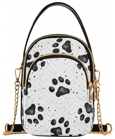 Black Dog Paw Crossbody Bags for Women Small Purse Chain Shoulder Bag Hand Bags for Travel Work Gifts $12.22 Shoulder Bags