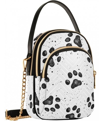 Black Dog Paw Crossbody Bags for Women Small Purse Chain Shoulder Bag Hand Bags for Travel Work Gifts $12.22 Shoulder Bags