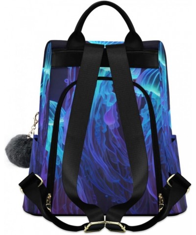 Women Fashion Backpack Bright Blue Jellyfish print, Anti Theft Casual Daypack Shoulder Bag Purse for Travel Work 15 inches $1...