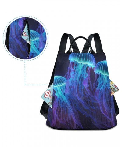 Women Fashion Backpack Bright Blue Jellyfish print, Anti Theft Casual Daypack Shoulder Bag Purse for Travel Work 15 inches $1...