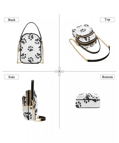 Black Dog Paw Crossbody Bags for Women Small Purse Chain Shoulder Bag Hand Bags for Travel Work Gifts $12.22 Shoulder Bags