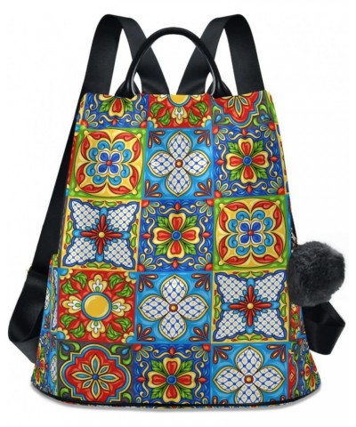 Mandala Flower Bohemian Tile Exotic Floral Backpack Purse for Women Travel Bag Anti Theft Back Pack Fashion Shoulder Bag with...