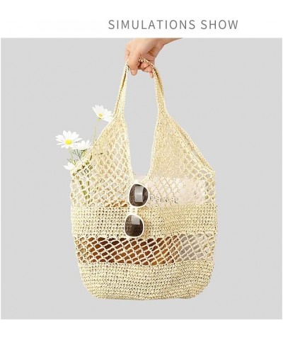 Casual Hollow Straw Women Shoulder Bags Paper Woven Lady Handbags Summer Beach Large Tote Bag Big Shopper Black $15.93 Totes