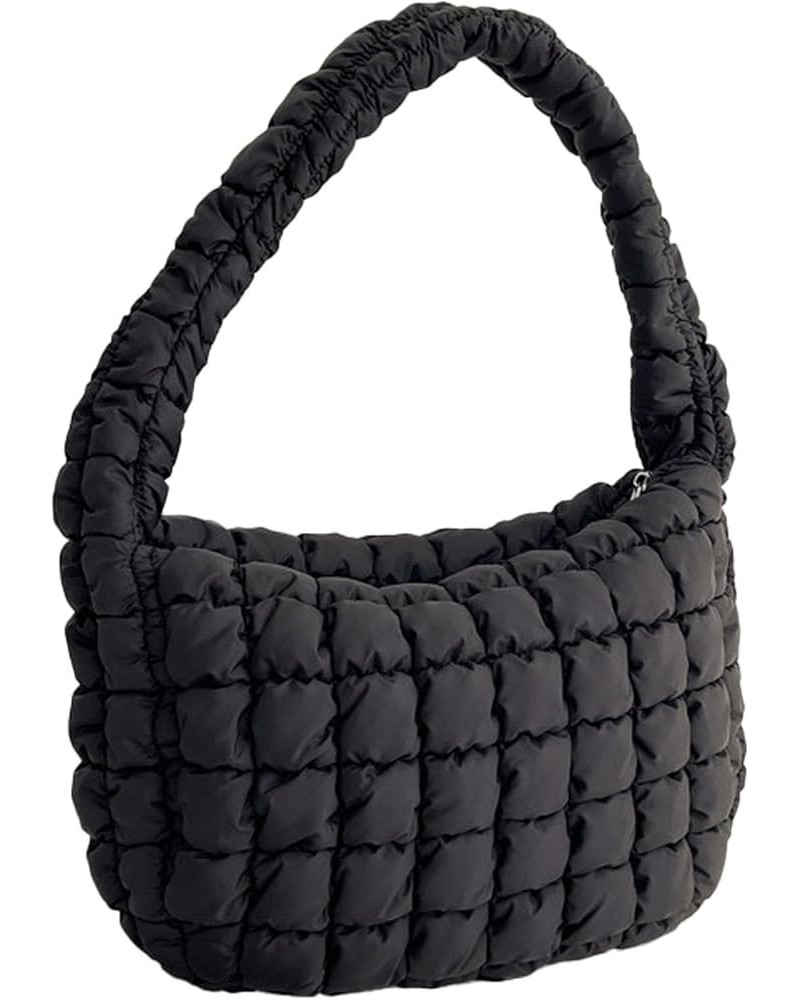 Quilted Puffer Tote Bags for Women Lightweight Quilted Padding Shoulder Bag Satchel Handbag Zip Puffer Bag Green S-black $11....