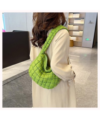 Quilted Puffer Tote Bags for Women Lightweight Quilted Padding Shoulder Bag Satchel Handbag Zip Puffer Bag Green S-black $11....