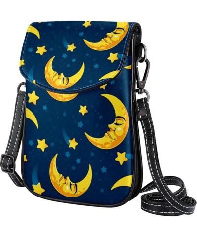 Stylish Leather Phone Bag - Crossbody Purse for Women - Classic & Functional Shoulder Bag Cartoon Moon and Star Multicoloured...