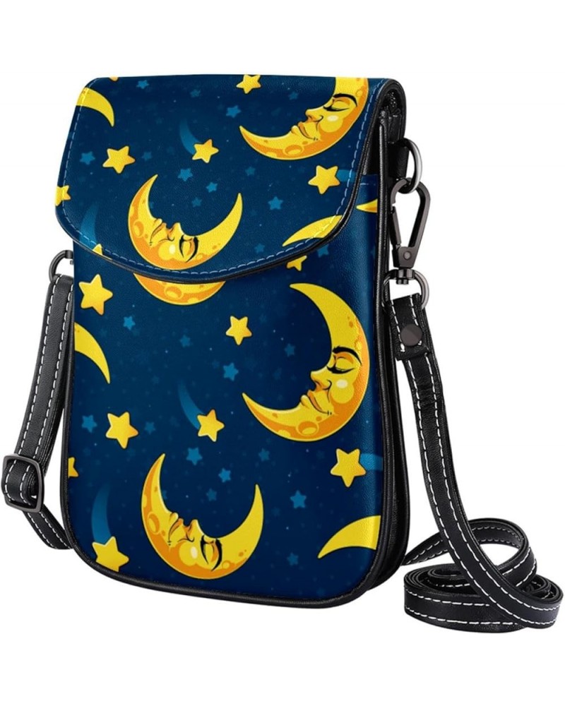 Stylish Leather Phone Bag - Crossbody Purse for Women - Classic & Functional Shoulder Bag Cartoon Moon and Star Multicoloured...