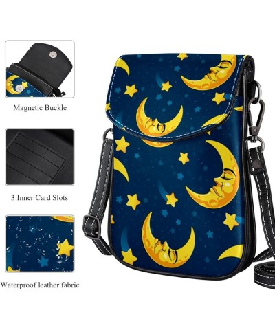 Stylish Leather Phone Bag - Crossbody Purse for Women - Classic & Functional Shoulder Bag Cartoon Moon and Star Multicoloured...