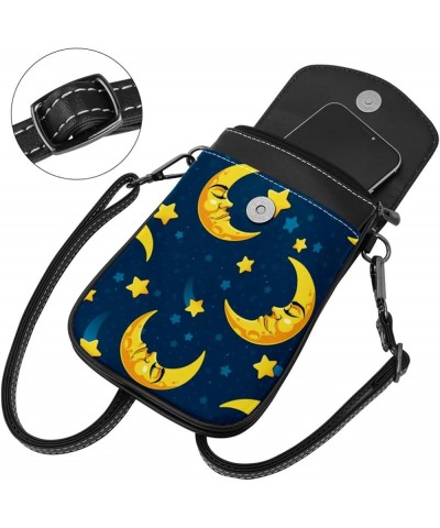 Stylish Leather Phone Bag - Crossbody Purse for Women - Classic & Functional Shoulder Bag Cartoon Moon and Star Multicoloured...