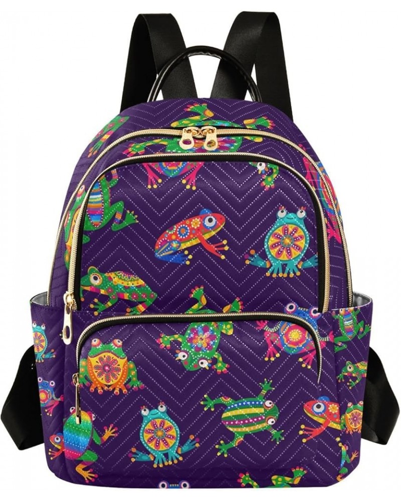 Small Backpack for Women Travel Bag Mexican Style Frogs Daypack Purse Fashion Shoulder Bag Rucksack Medium B223 $11.96 Backpacks