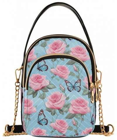 Vintage Butterfly Flower Women's Crossbody Handbags with Zipper, Casual Leather Cell Phone Purse Crossbody Bags for Ladies $1...