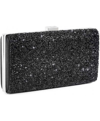 Glitter Evening Clutch Bag Rhinestone Handbag Crossbody Purse Wedding Party Bag for Women and Girls Single-sided Black Crysta...