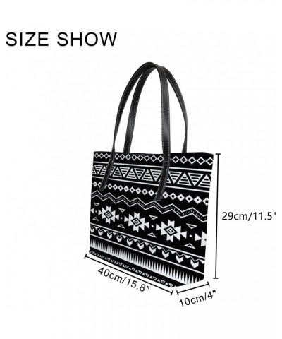 Vintage Black and White Boho Tribal Pattern Tote Bag for Women Leather Handbags Women's Crossbody Handbags Work Tote Bags for...