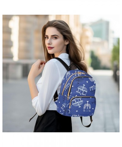 Hanukkah Dark Blue Backpack for Women Casual Daypack Small Backpacks Lightweight Shoulder Bag Travel Purse for Outdoor Ladies...