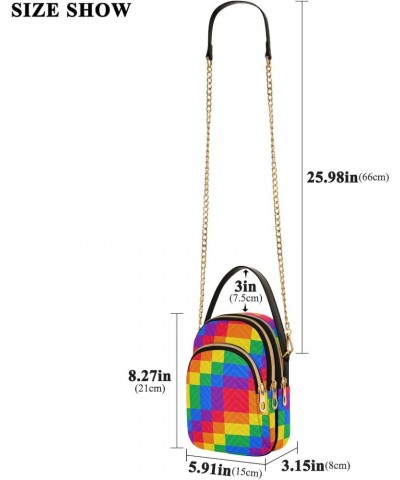 Square Tile Rainbow Crossbody Bags for Women Small Chain Shoulder Bag Purses Hand Bag for Trip Work Gifts $10.40 Shoulder Bags