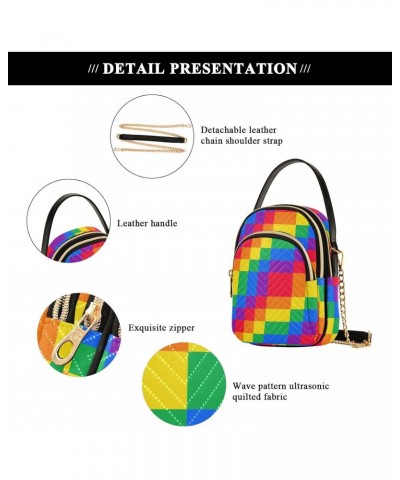 Square Tile Rainbow Crossbody Bags for Women Small Chain Shoulder Bag Purses Hand Bag for Trip Work Gifts $10.40 Shoulder Bags