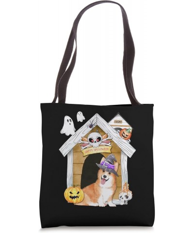 Halloween Corgi Dog Witch Haunted House Tote Bag $13.80 Totes