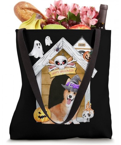 Halloween Corgi Dog Witch Haunted House Tote Bag $13.80 Totes