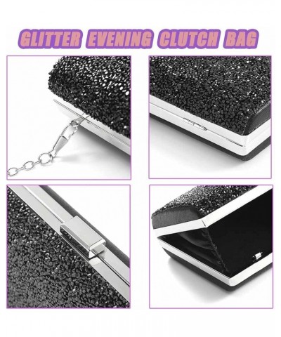 Glitter Evening Clutch Bag Rhinestone Handbag Crossbody Purse Wedding Party Bag for Women and Girls Single-sided Black Crysta...