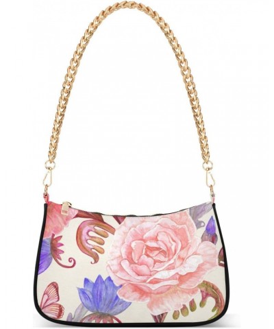 Romantic Bouquet Roses Shoulder Bag Handbags Womens Tote Clutch Purses Satchel Bags for Women $17.99 Satchels