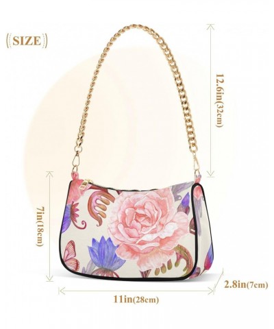 Romantic Bouquet Roses Shoulder Bag Handbags Womens Tote Clutch Purses Satchel Bags for Women $17.99 Satchels