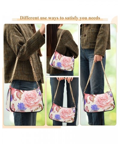 Romantic Bouquet Roses Shoulder Bag Handbags Womens Tote Clutch Purses Satchel Bags for Women $17.99 Satchels