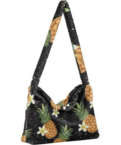 Fruit Women Boho Handbag Frangipani Pineapple Underarm Bag Tote Bag Shoulder Bag Crossbody Bag Fluffy Cell Phone Purse Patrio...