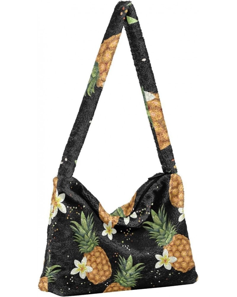 Fruit Women Boho Handbag Frangipani Pineapple Underarm Bag Tote Bag Shoulder Bag Crossbody Bag Fluffy Cell Phone Purse Patrio...