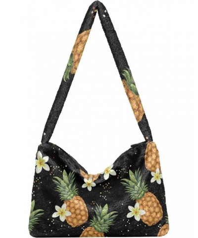 Fruit Women Boho Handbag Frangipani Pineapple Underarm Bag Tote Bag Shoulder Bag Crossbody Bag Fluffy Cell Phone Purse Patrio...