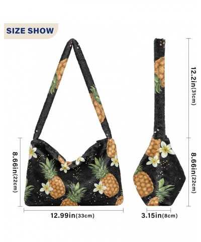 Fruit Women Boho Handbag Frangipani Pineapple Underarm Bag Tote Bag Shoulder Bag Crossbody Bag Fluffy Cell Phone Purse Patrio...