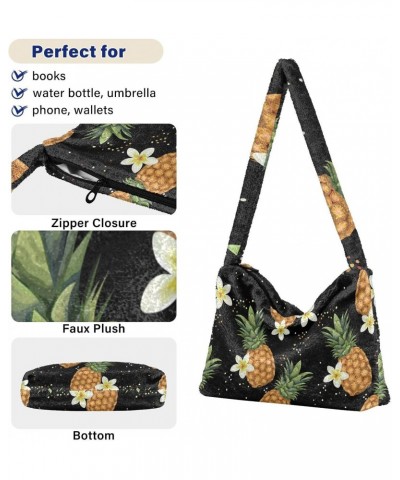 Fruit Women Boho Handbag Frangipani Pineapple Underarm Bag Tote Bag Shoulder Bag Crossbody Bag Fluffy Cell Phone Purse Patrio...