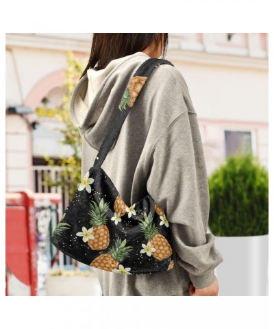 Fruit Women Boho Handbag Frangipani Pineapple Underarm Bag Tote Bag Shoulder Bag Crossbody Bag Fluffy Cell Phone Purse Patrio...