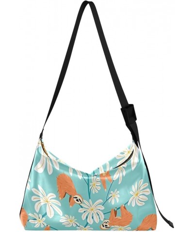 Floral Animal Skin Leather Shoulder Purse Hobo Women's Large Purse Soft Floral Print Womans Shoulder Purse Cute Sloth Floral ...