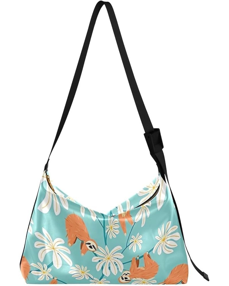 Floral Animal Skin Leather Shoulder Purse Hobo Women's Large Purse Soft Floral Print Womans Shoulder Purse Cute Sloth Floral ...