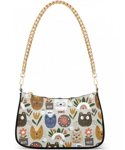 Women Chain Shoulder Purse Bag With Zipper Vintage Cute Animal Face Print, Ethnic Style Hobo Tote Clutch Handbags with Chain ...