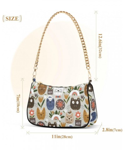 Women Chain Shoulder Purse Bag With Zipper Vintage Cute Animal Face Print, Ethnic Style Hobo Tote Clutch Handbags with Chain ...